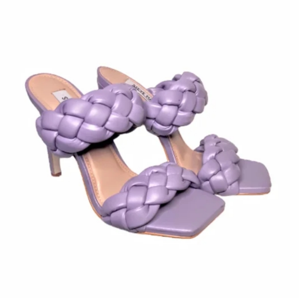 Steve Madden Kenley Wide Braided Strappy Heel Sandal Vegan Purple Lavender y2k
